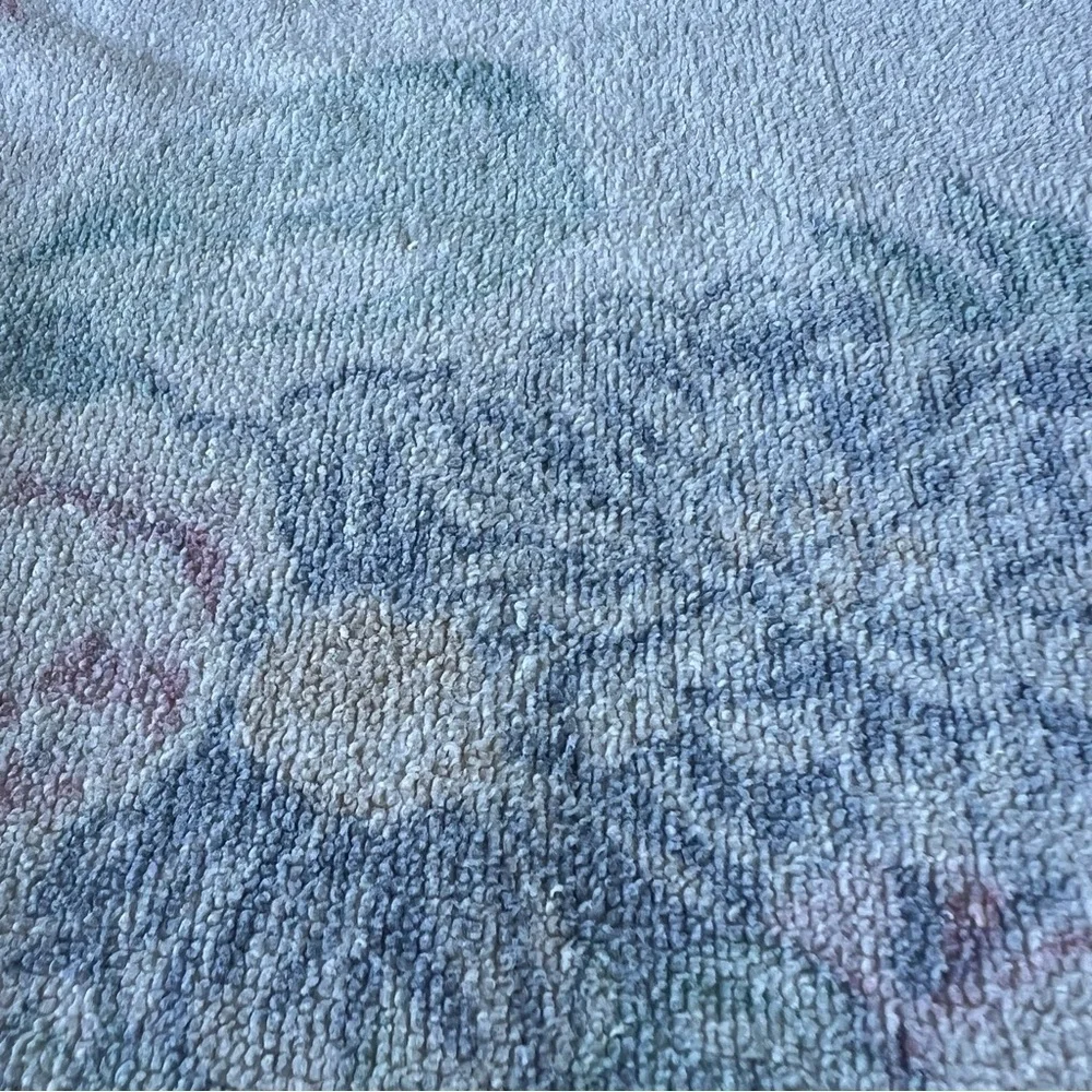 Vintage Cottagecore Floral Bow Coquette Bath Towel Cotton Velour 26” x 45” GUC